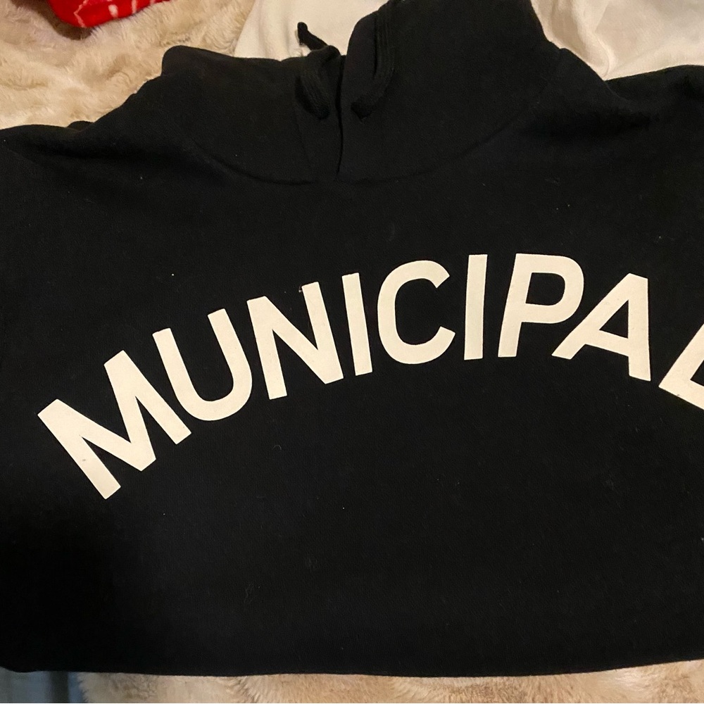 Women’s S Municipal hoodie. Black / white writing. Brand new never worn
